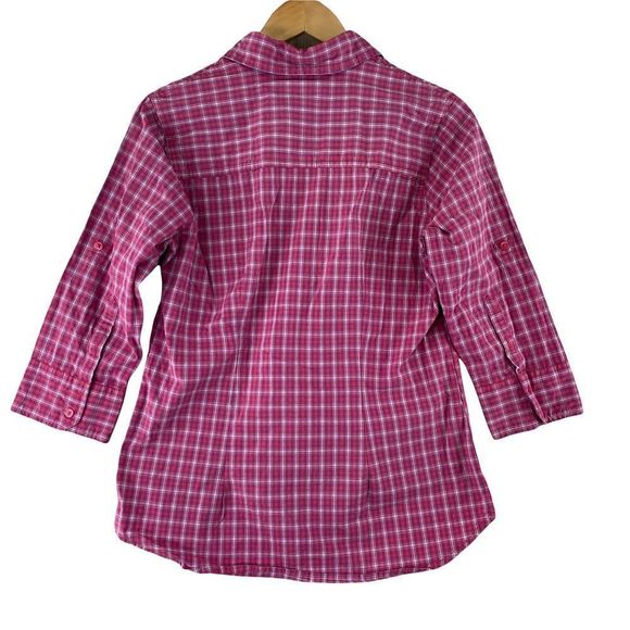 Carhartt Button Front Work Shirt Womens Large 12/14 Pink Plaid Cotton Western - Picture 2 of 7